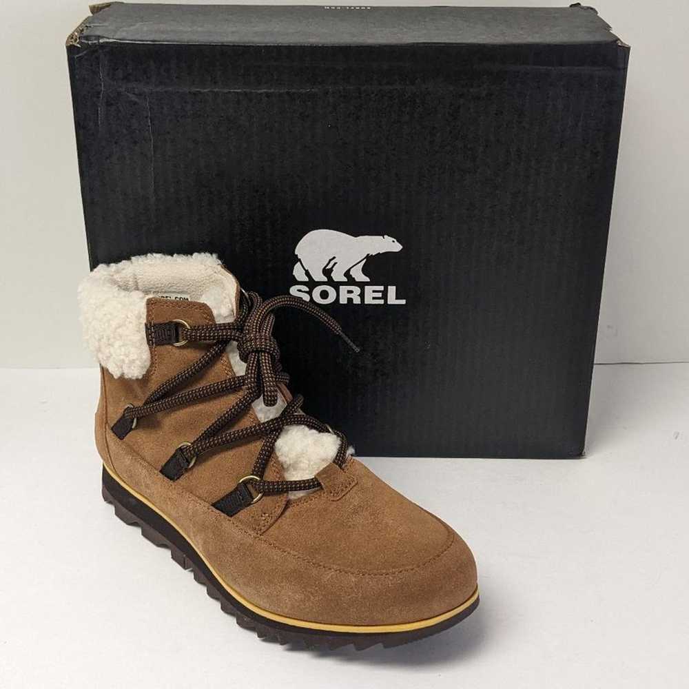 Sorel Harlow Lace Cozy Winter Boots, Tan Suede, W… - image 1