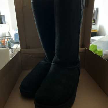 UGG Australia Black Leather Boots Size 8 - image 1