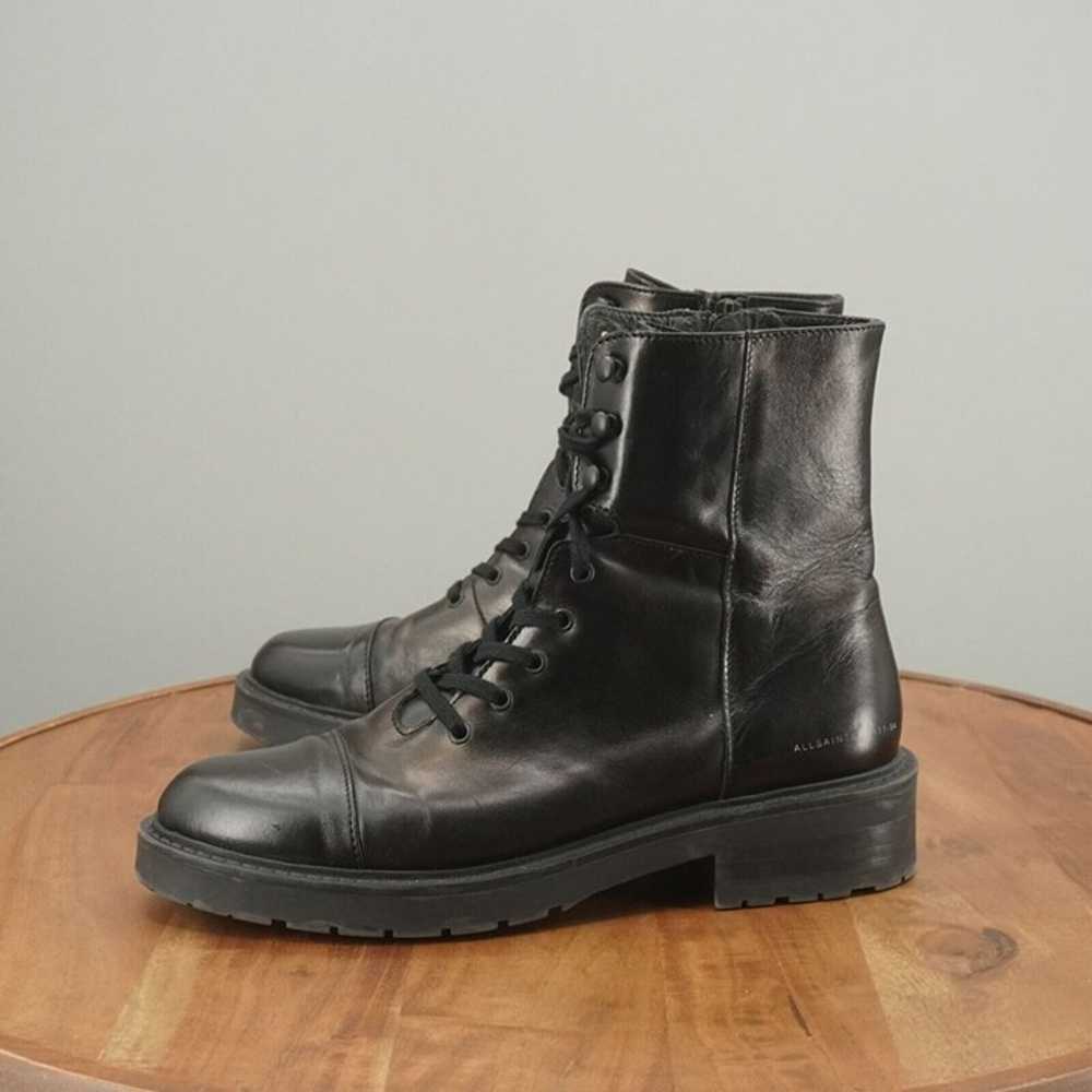 Allsaints Dusty Ankle Boots Lace Up Black Metalli… - image 5