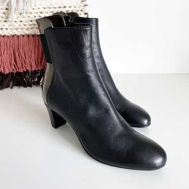 AGL Leather Patent Colorblock Ankle Boots Black/G… - image 1