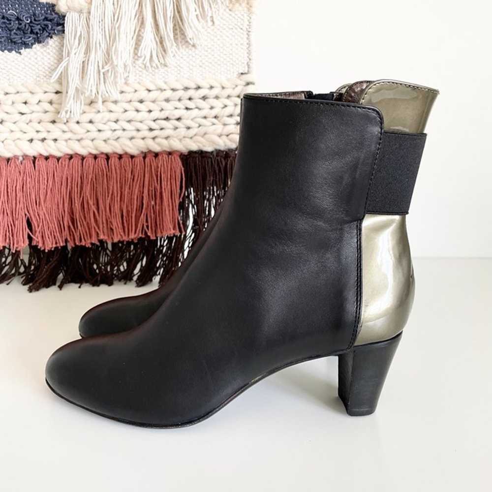 AGL Leather Patent Colorblock Ankle Boots Black/G… - image 4