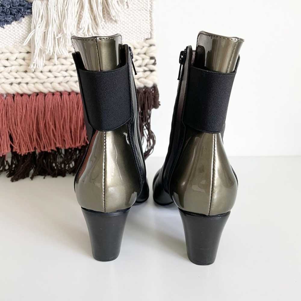 AGL Leather Patent Colorblock Ankle Boots Black/G… - image 5