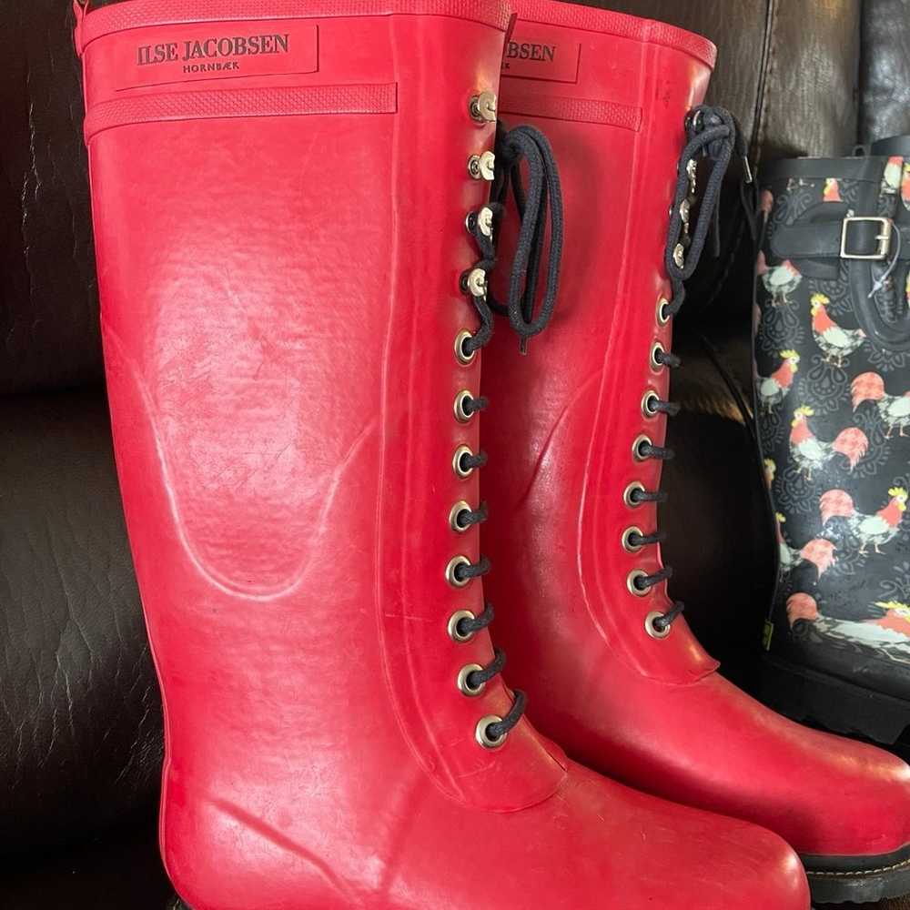 ilse jacobsen red rubber boot size 8 - image 2