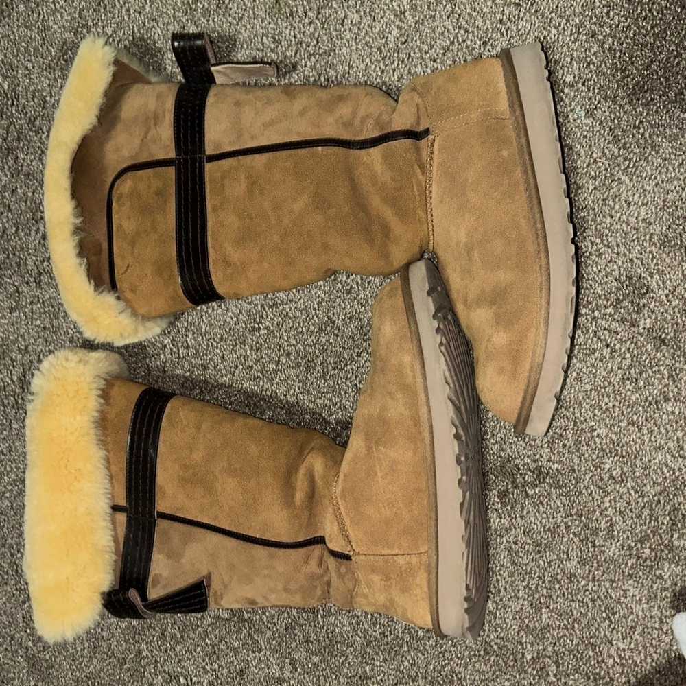 UGG Brand light brown size 10 Big Bow faux fur li… - image 1