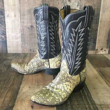 Tony Lama Vintage Gold Label Lizard Cowboy Boots … - image 1