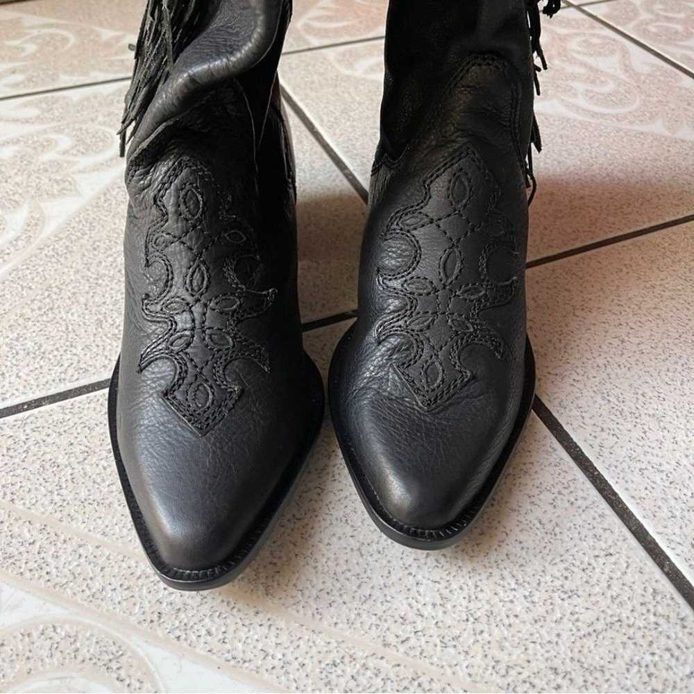 Diesel Leather Knee High Fringe Western Boots Wom… - image 3