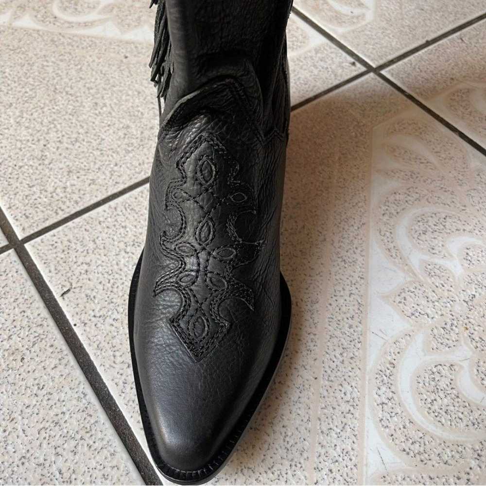 Diesel Leather Knee High Fringe Western Boots Wom… - image 4