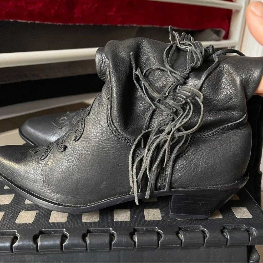 Diesel Leather Knee High Fringe Western Boots Wom… - image 6