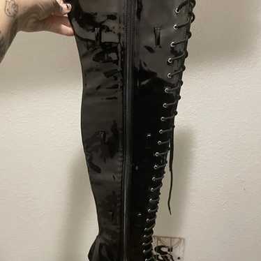 Black over the knee pleaser boots