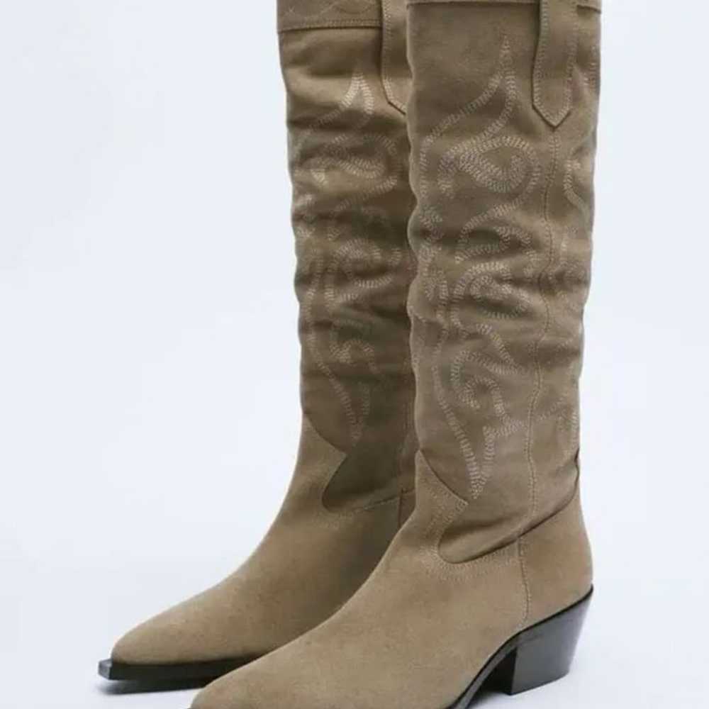 Zara Split Leather Western Boots - image 1