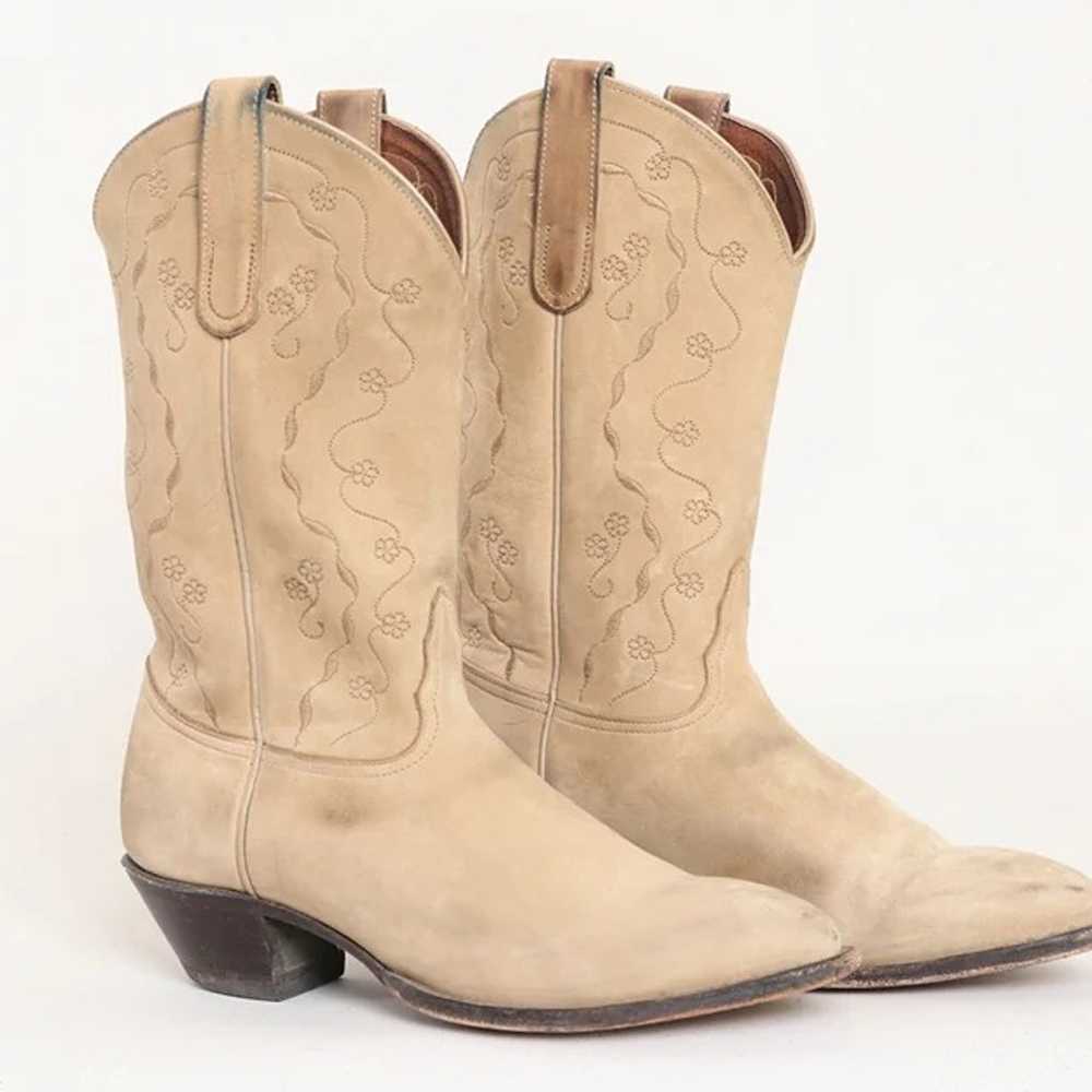 90s SUEDE EMBROIDERED cowboy boots 9 / Tony Lama … - image 1