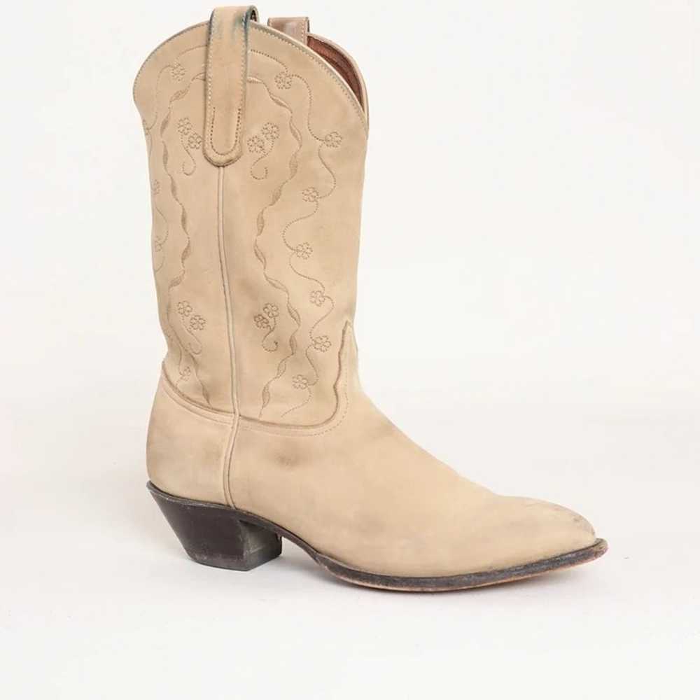 90s SUEDE EMBROIDERED cowboy boots 9 / Tony Lama … - image 5