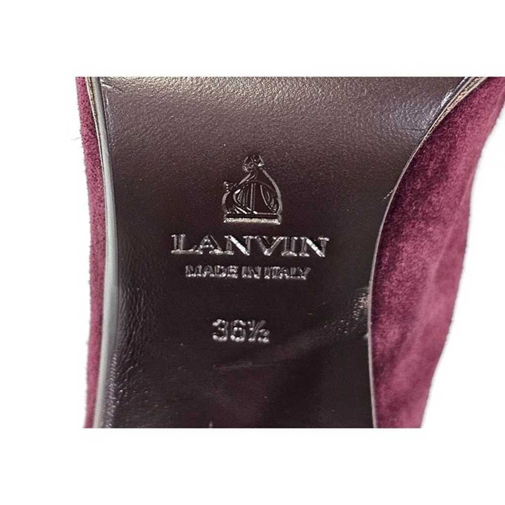 Lanvin Women's Burgundy Suede Tassel Mid Calf Boo… - image 8