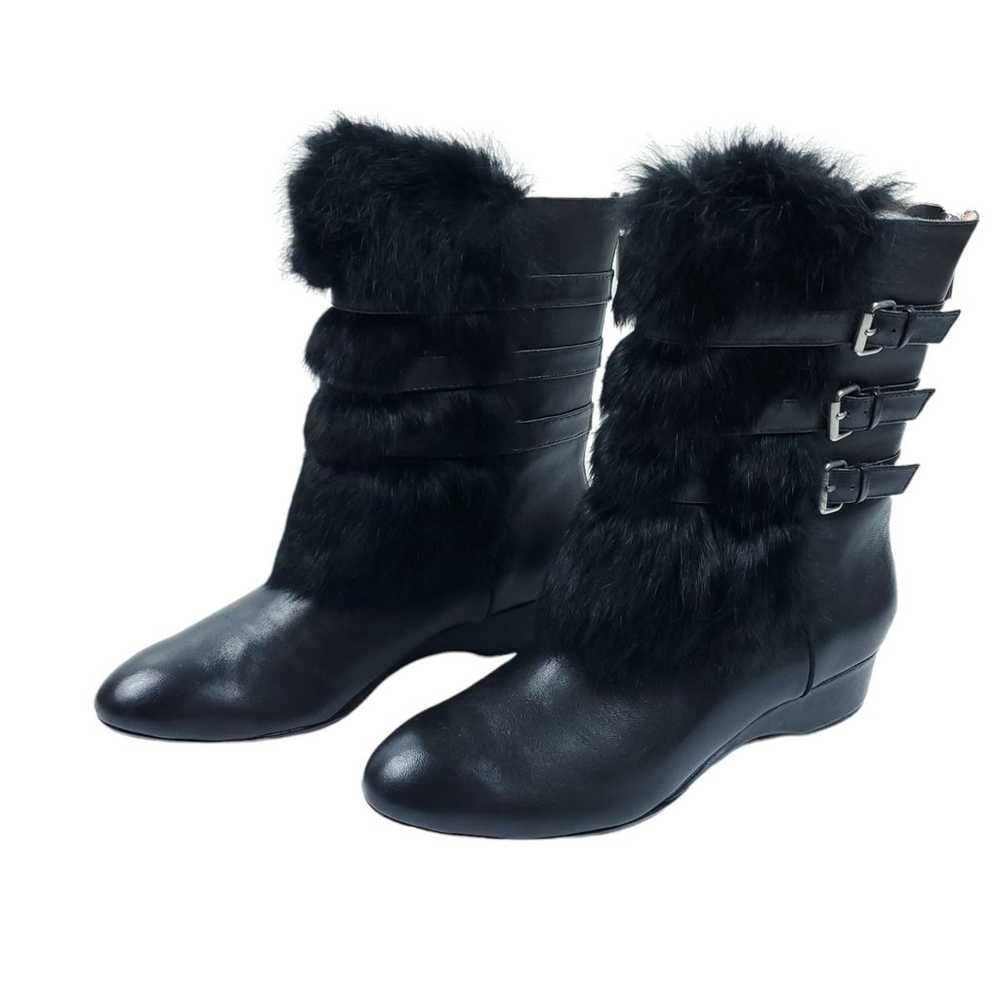 Taryn Rose Boots 8 Ritzy Black Leather Rabbit Fur… - image 1