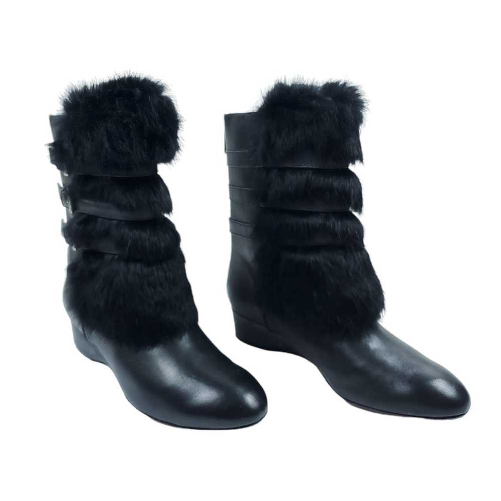 Taryn Rose Boots 8 Ritzy Black Leather Rabbit Fur… - image 2