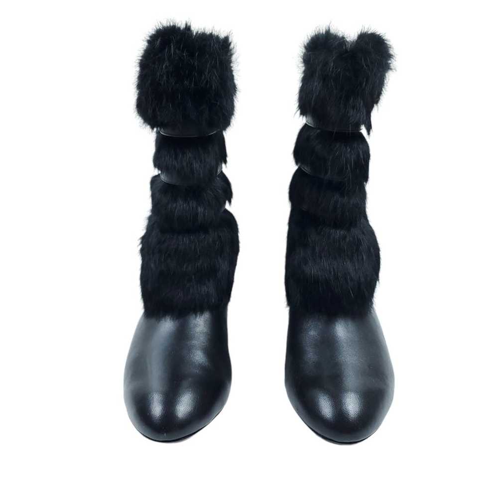 Taryn Rose Boots 8 Ritzy Black Leather Rabbit Fur… - image 3