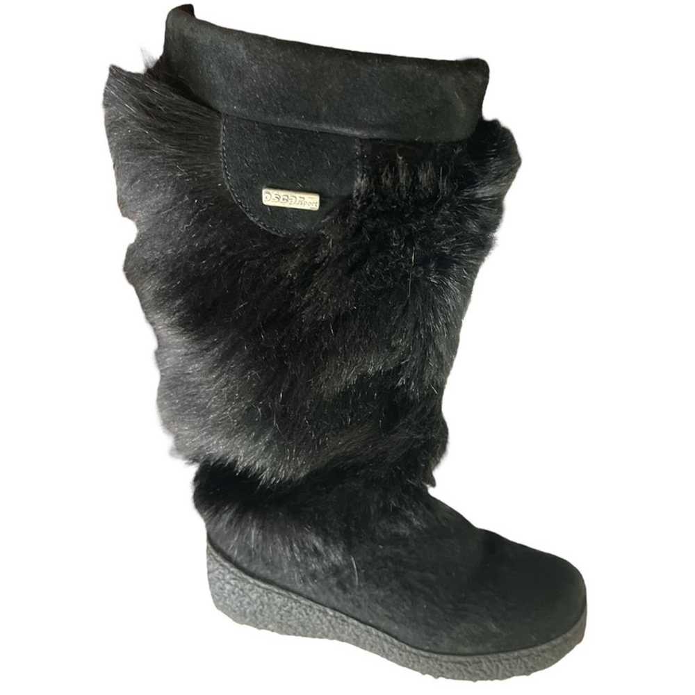 Vintage Oscar Sport Black Goat Fur Boots- Made in… - image 2