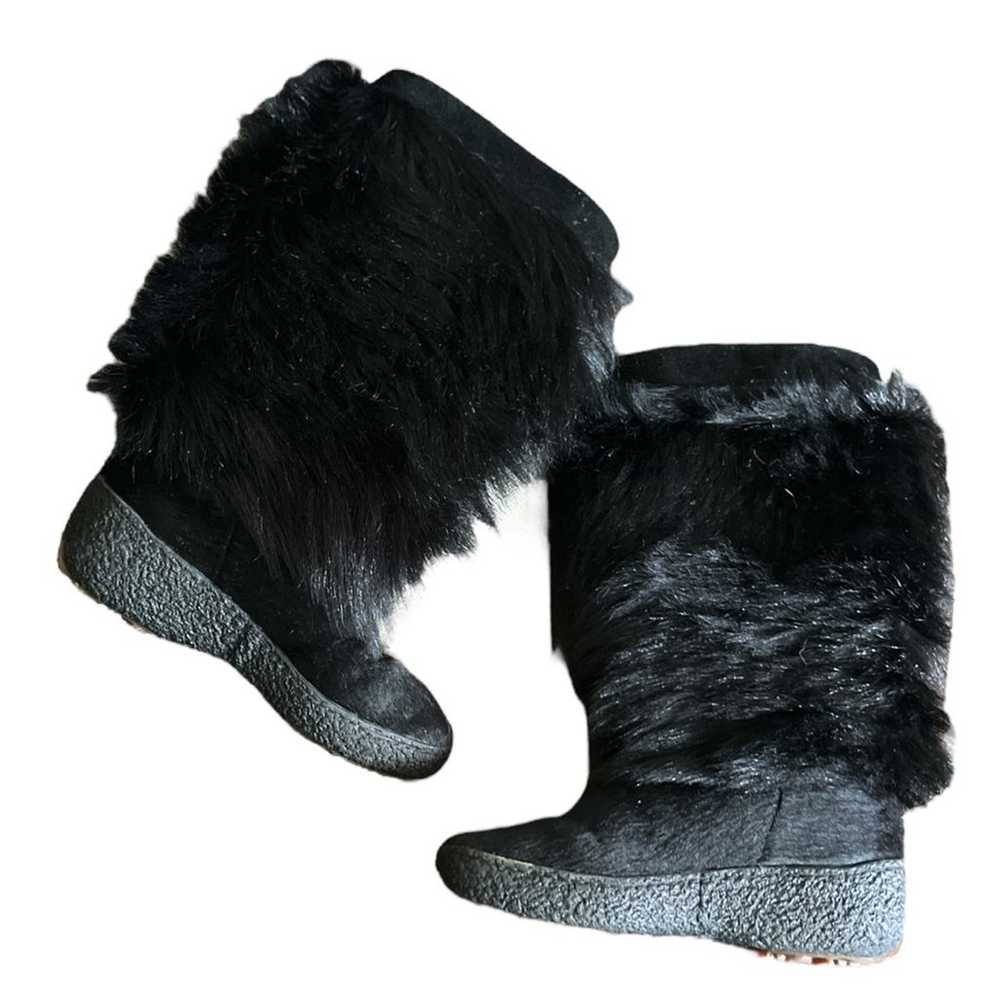 Vintage Oscar Sport Black Goat Fur Boots- Made in… - image 3