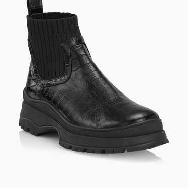 STAUD Bow Boot - Crocodile Leather Chelsea Lug Sol