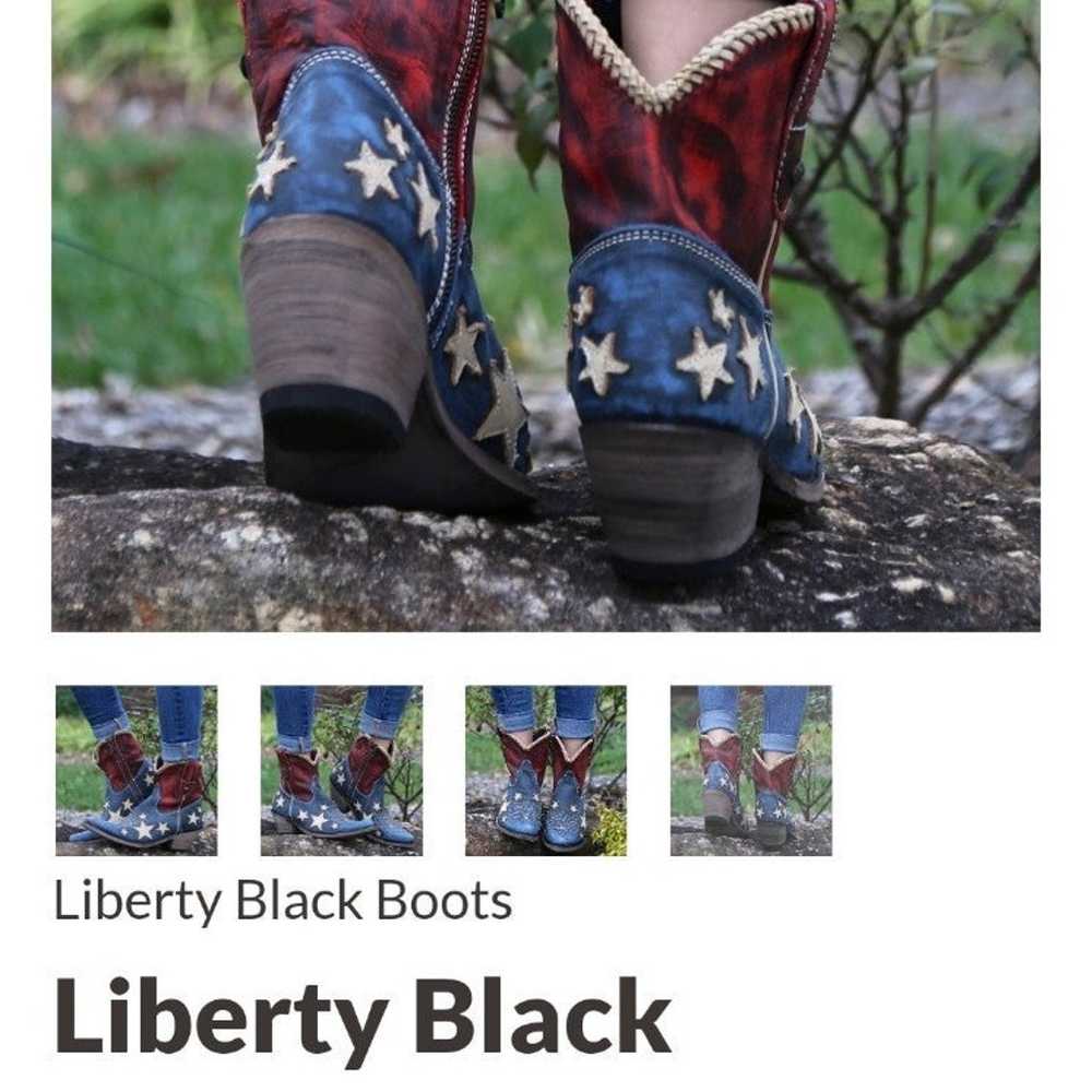 LIBERTY BLACK Cowboy Boots AMERICAN FLAG - image 3