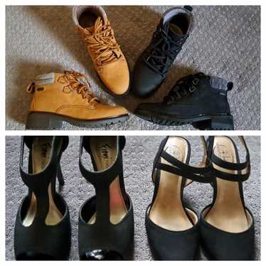 Womenns shoe lot (2 pairs black heels /2 pairs an… - image 1