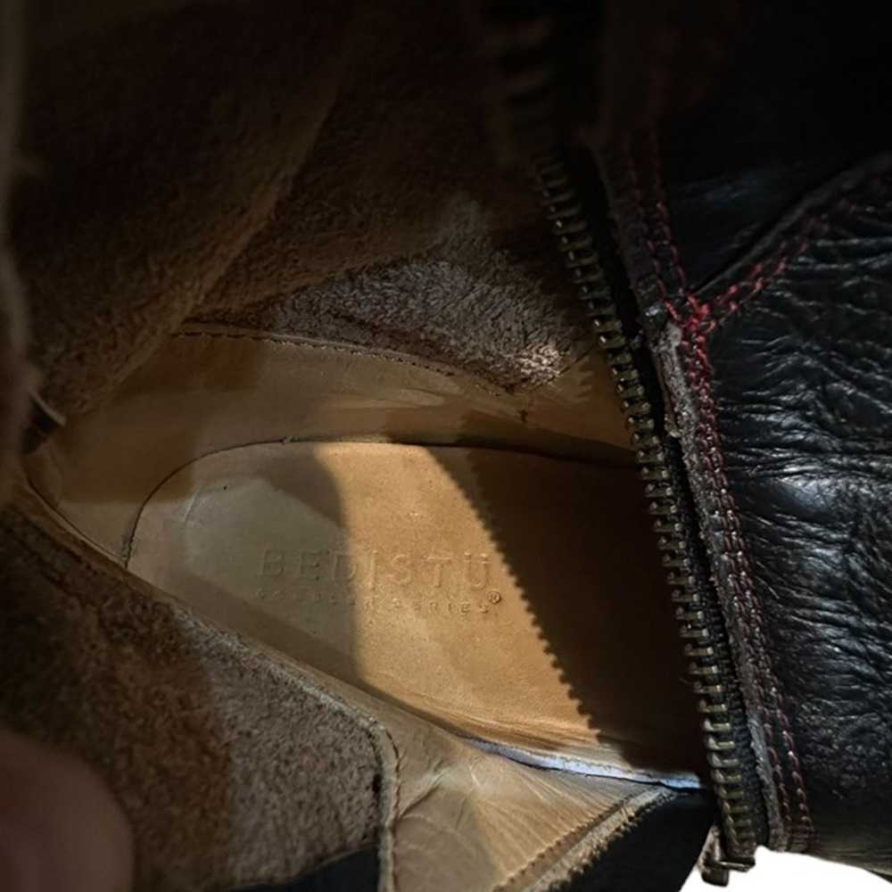 Bed Stu Manchester Teak Rustic Brown Leather Knee… - image 8