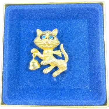Avon Frisky Kitty Pin with Dangle Bell  Mint in O… - image 1