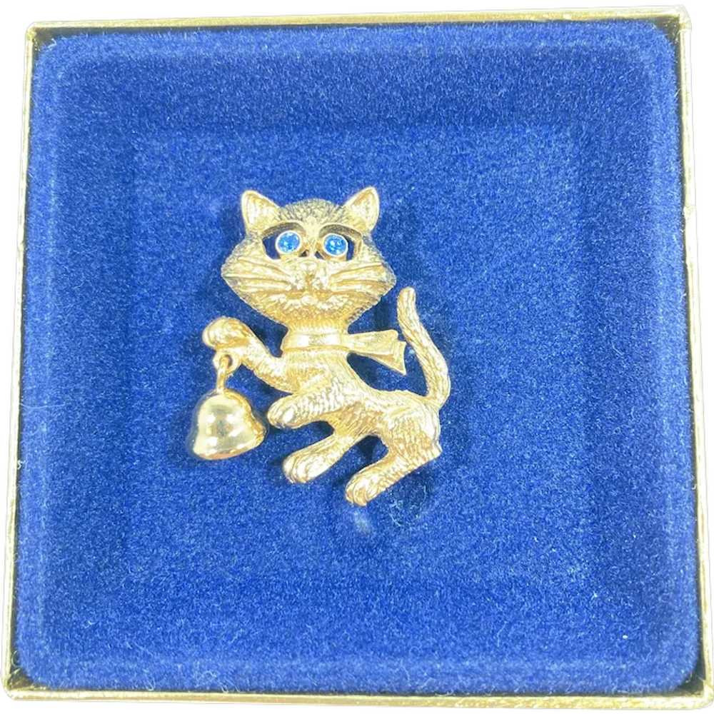 Avon Frisky Kitty Pin with Dangle Bell  Mint in O… - image 2