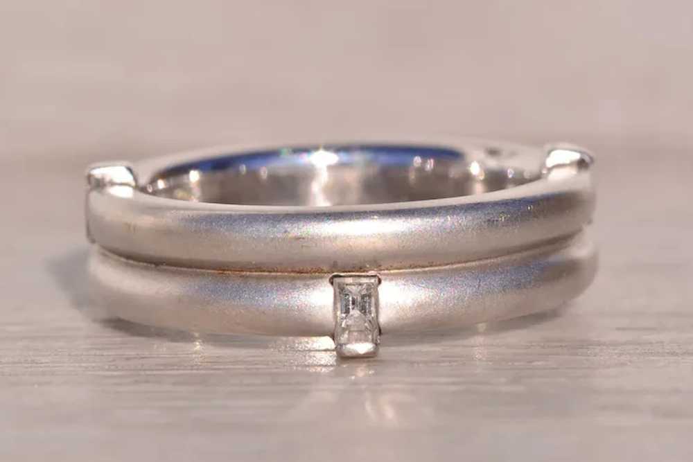 Brushed White Gold Designer Band with Natural Dia… - image 3