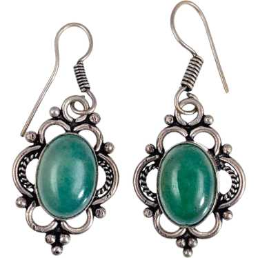 Vintage Silver & Jade Earrings