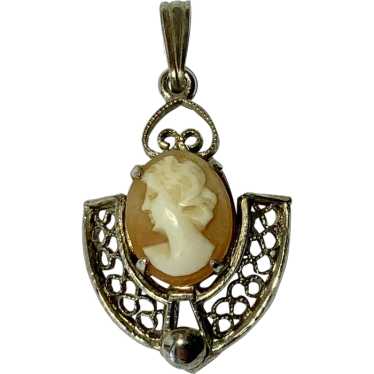 S Dixelle Cameo Lady Pendant Sterling Silver Circ… - image 1