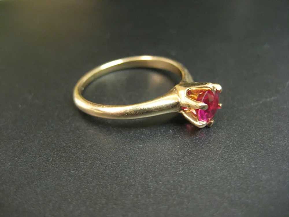 Vintage 14K Yellow Gold 1.0ct Synthetic Ruby Soli… - image 2