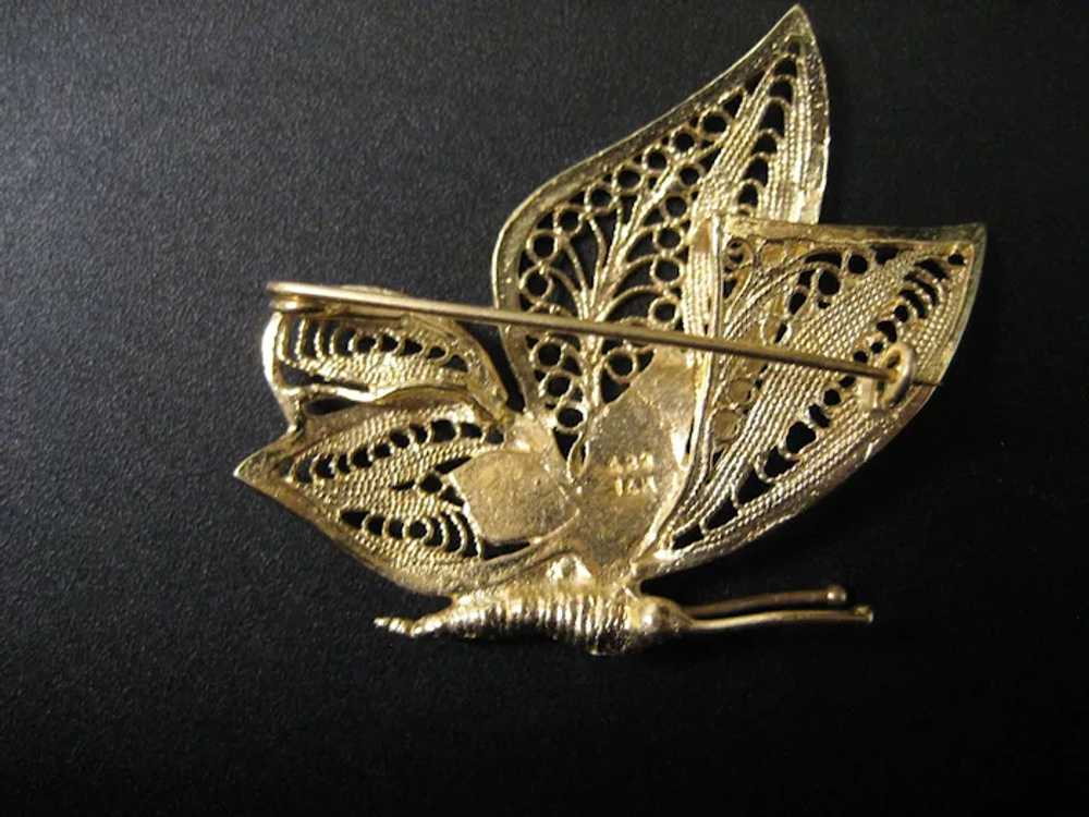 Vintage 14K Yellow Gold Butterfly Brooch - image 4