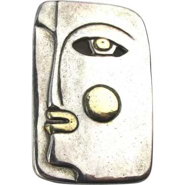 Modernist Sterling Silver FACE Pin Pendant R.B. 92