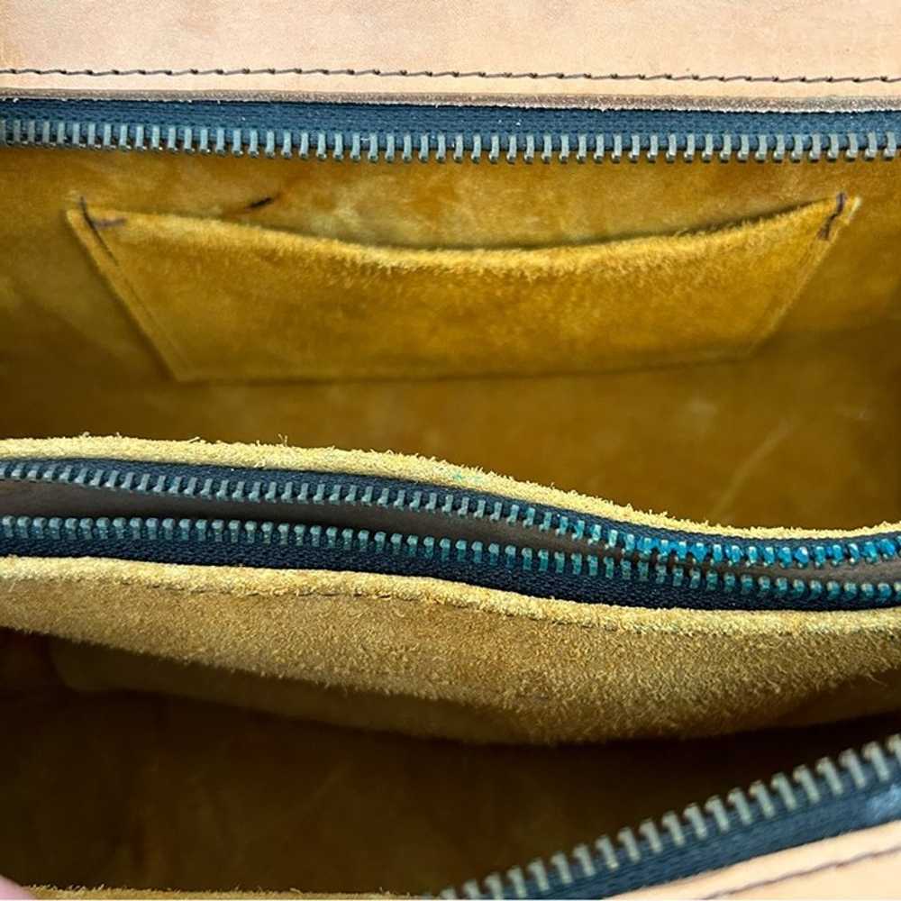 Vintage Tooled Leather Shoulder Bag Native Americ… - image 7