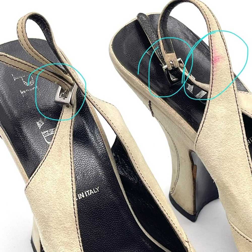 Vintage - Prada suede peeptoe spoonheel sandals s… - image 11