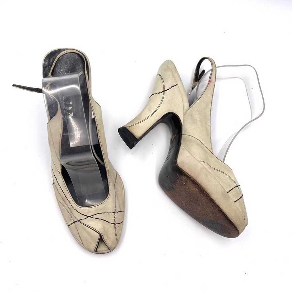 Vintage - Prada suede peeptoe spoonheel sandals s… - image 3