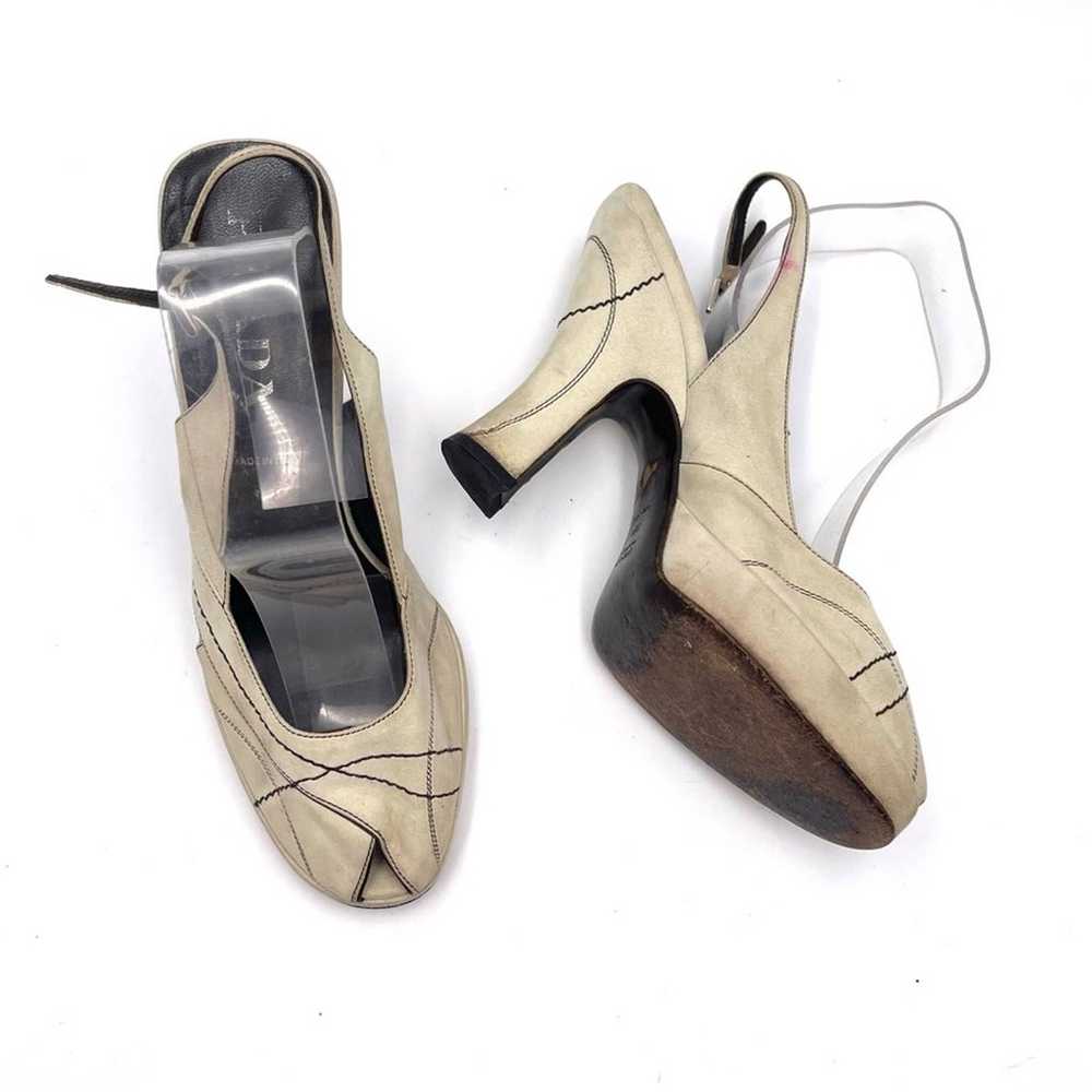 Vintage - Prada suede peeptoe spoonheel sandals s… - image 5