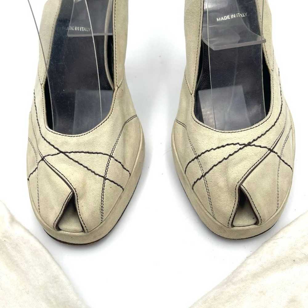 Vintage - Prada suede peeptoe spoonheel sandals s… - image 6