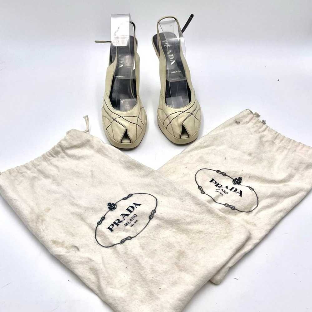 Vintage - Prada suede peeptoe spoonheel sandals s… - image 7