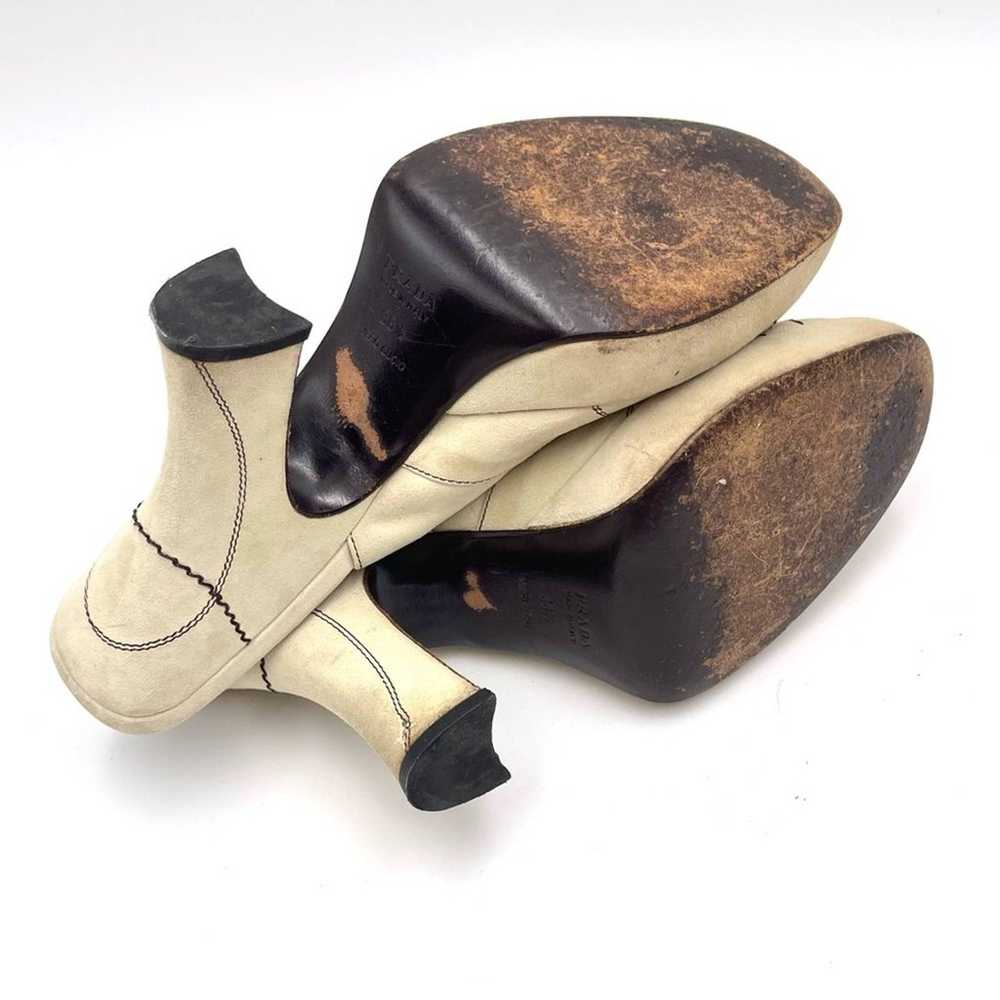 Vintage - Prada suede peeptoe spoonheel sandals s… - image 8
