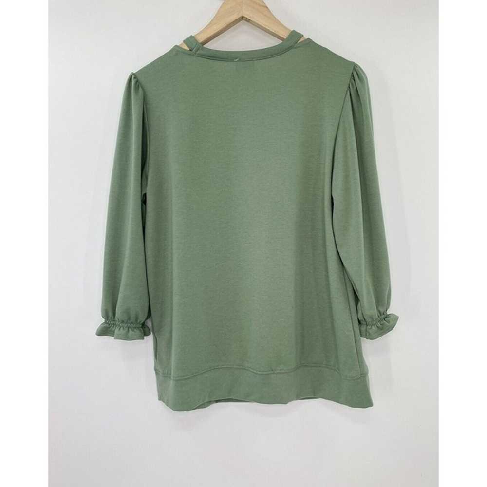Como Vintage Women’s Avocado Green Ruffle Sweater… - image 2