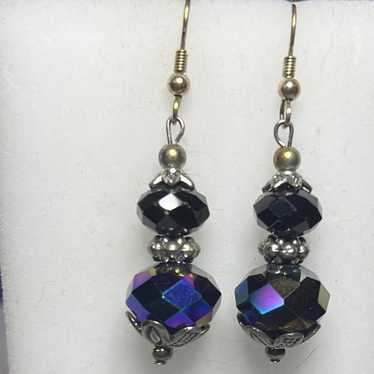 Vintage Handmade “Carnival Glass” Faceted Dangle … - image 1