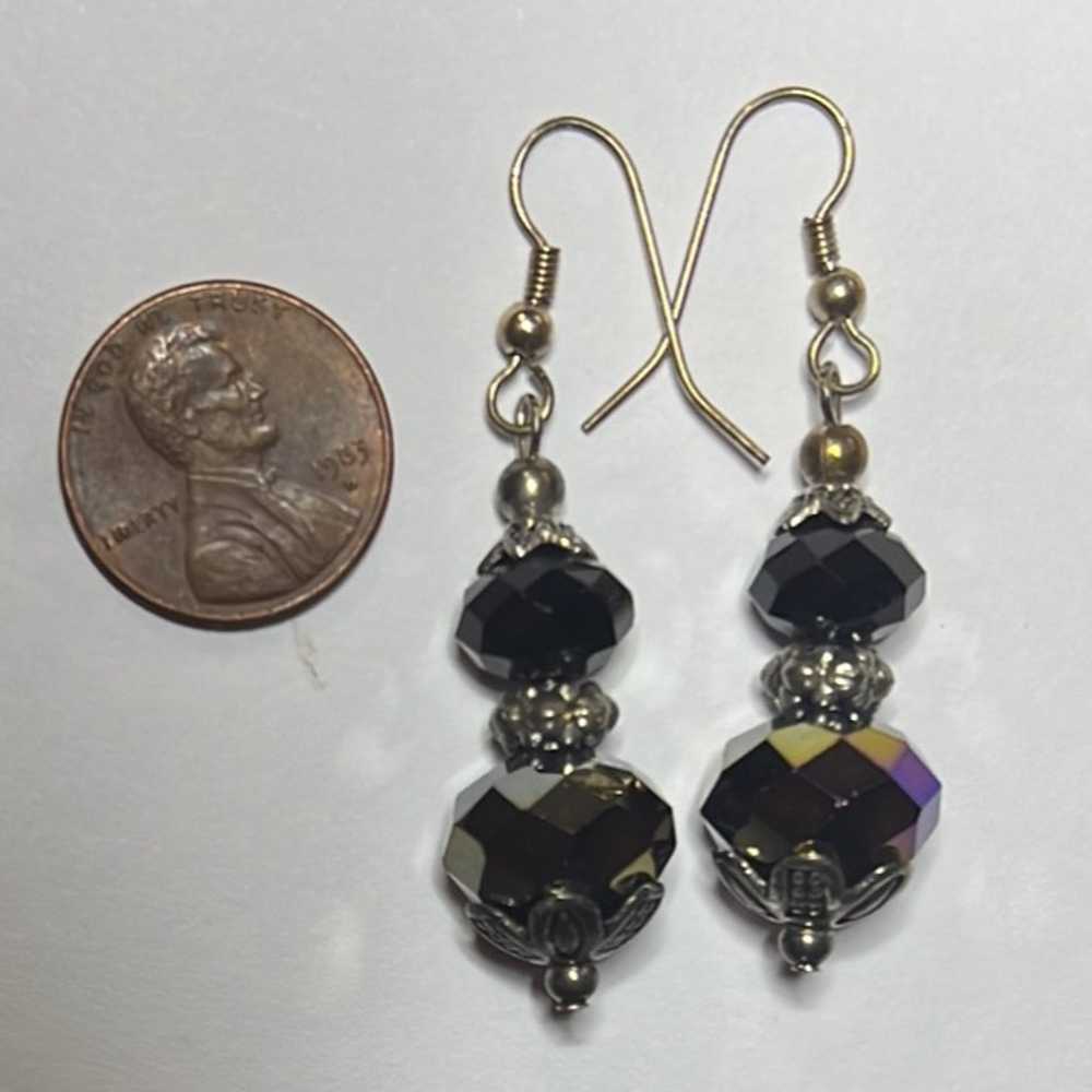 Vintage Handmade “Carnival Glass” Faceted Dangle … - image 2