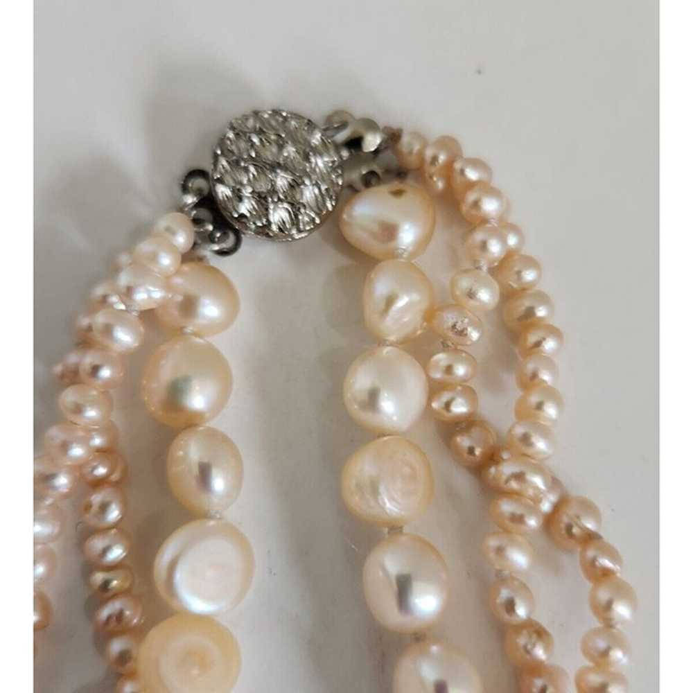 Fresh Water Pearls Necklace 3 Strand 17" - image 2