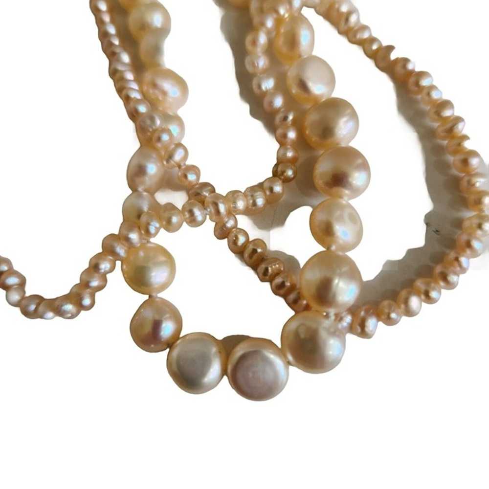 Fresh Water Pearls Necklace 3 Strand 17" - image 3