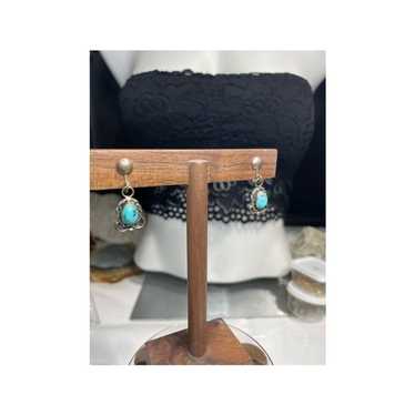 Vintage sterling silver turquoise screw on earrin… - image 1