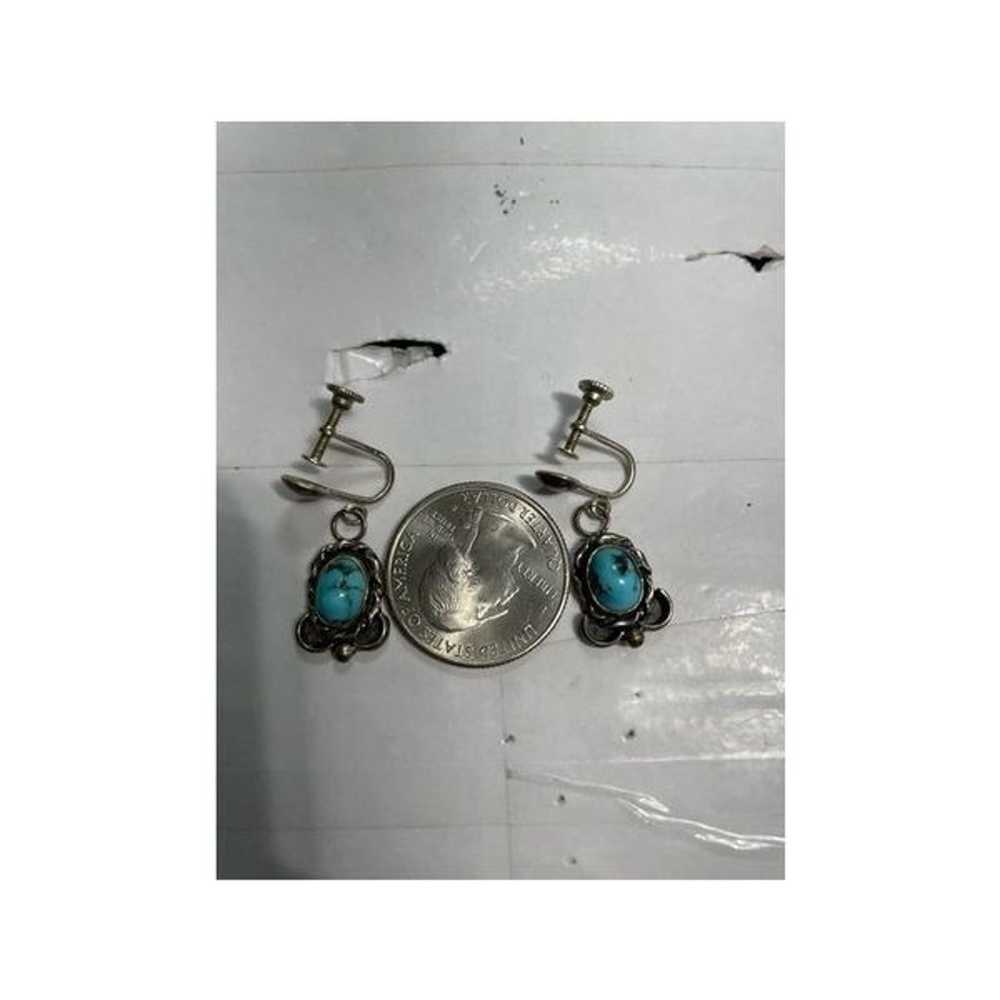 Vintage sterling silver turquoise screw on earrin… - image 3