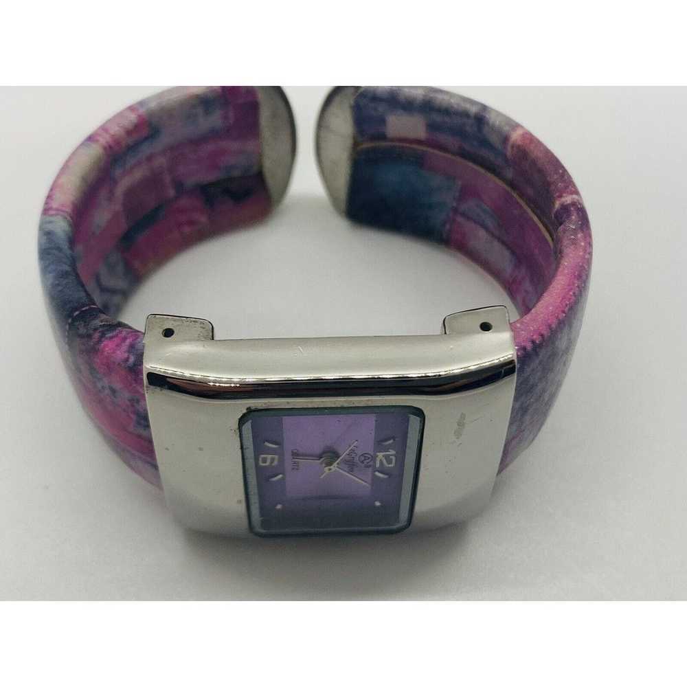 Vintage LEGRIFFON Quartz Cuff Bracelet Watch Purp… - image 2