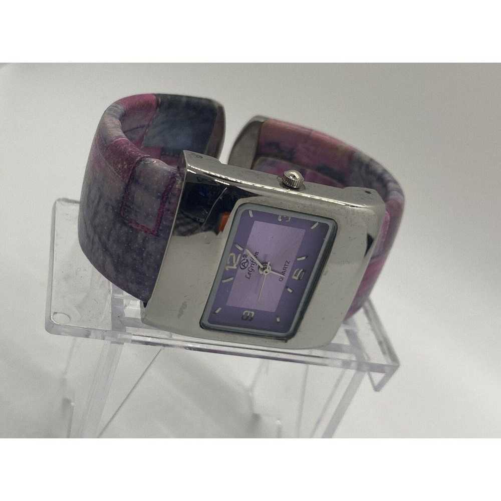 Vintage LEGRIFFON Quartz Cuff Bracelet Watch Purp… - image 6